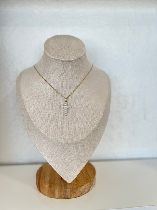 Diamond cross charm choker