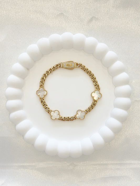 Bracelet White Flowers 14k